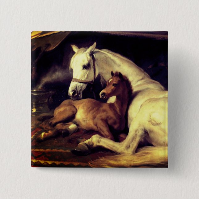 Landseer Horses 15 Cm Square Badge (Front)