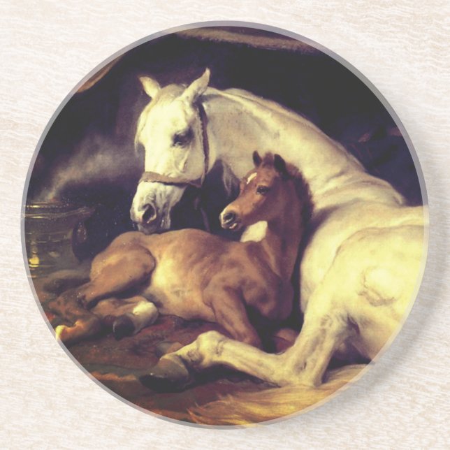Landseer Horses Coaster (Front)