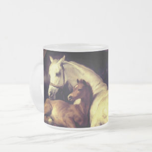 Landseer Horses Frosted Glass Coffee Mug