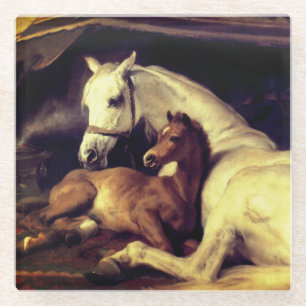Landseer Horses Glass Coaster
