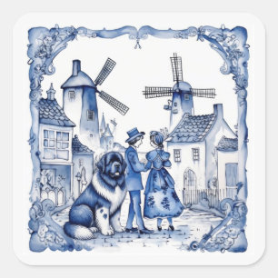 Landseer in Delft Village Square Sticker