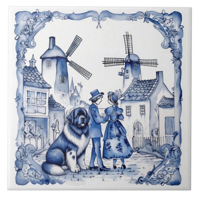 Landseer in Delft Village Tile (Front)
