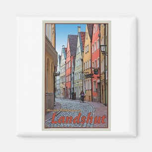 Landshut - Biker on Cobblestone Alley Magnet