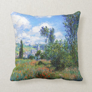 Lane in  Poppy Fields Saint-Martin Claude Monet Cushion