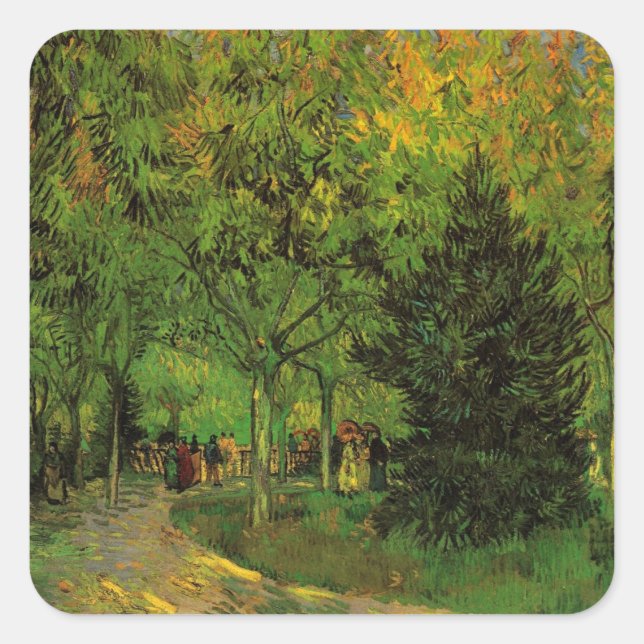 Lane in Public Garden, Arles by Vincent van Gogh Square Sticker (Front)