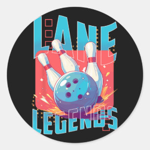 Lane Legends Bowling Sports Design Classic Round Sticker