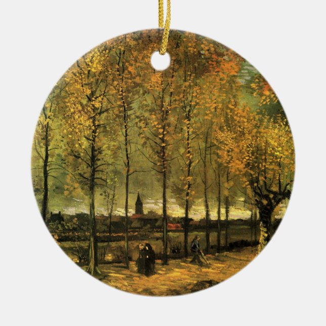 Lane with Poplars by Vincent van Gogh Ceramic Tree Decoration (Front)