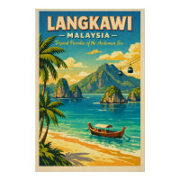 Langkawi Island, Malaysia, in a vibrant retro