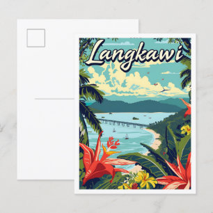 Langkawi Malaysia Artistic Travel Illustration Postcard