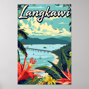Langkawi Malaysia Artistic Travel Illustration Poster