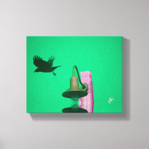 Langley Crow Light Post Aqua Pink Art Canvas Print