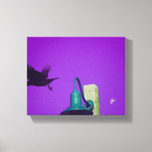Langley Crow Light Post Purple Green Art Canvas Print