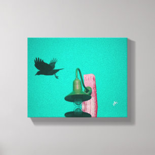 Langley Crow Light Post Turquoise Art Canvas Print