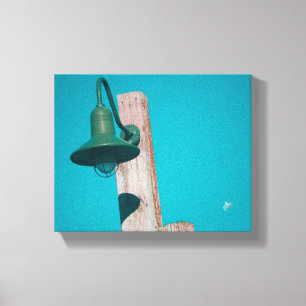 Langley Lamp Post Cyan Pink Colour Art Canvas Print