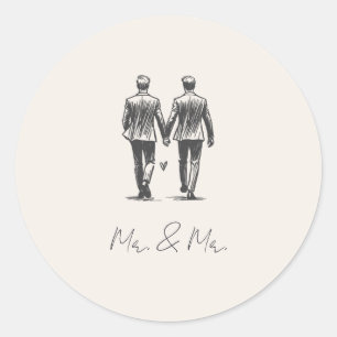 Langley Mr. & Mr. Wedding Classic Round Sticker