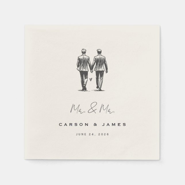 Langley Mr. & Mr. Wedding Napkin (Front)