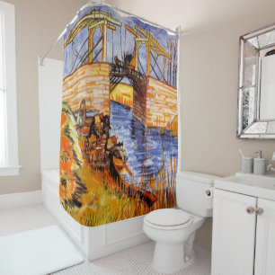 Langlois Bridge at Arles by van Gogh Shower Curtain