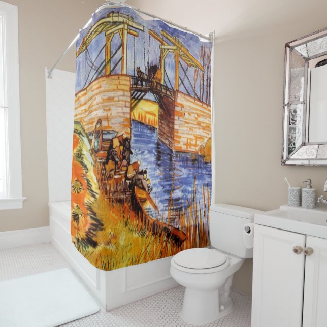 Langlois Bridge at Arles by van Gogh Shower Curtain (In Situ)