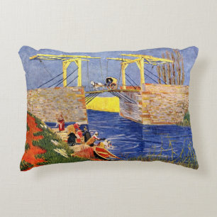 Langlois Bridge at Arles by Vincent van Gogh Decorative Cushion