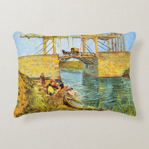 Langlois Bridge at Arles by Vincent van Gogh Decorative Cushion