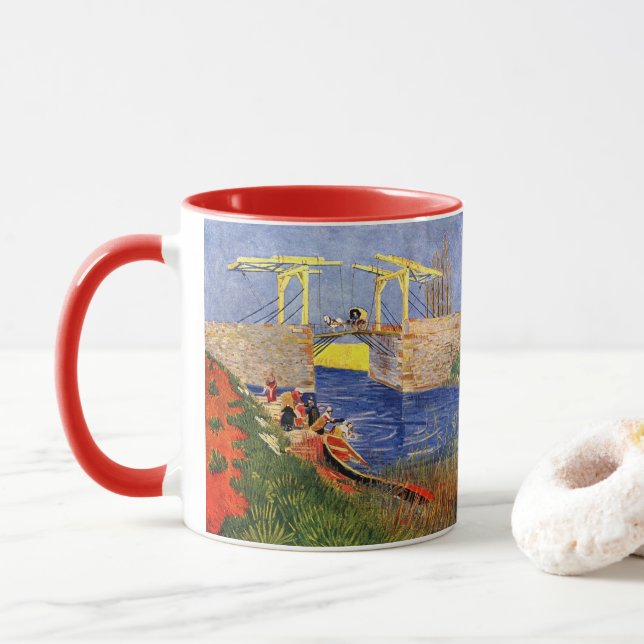 Langlois Bridge at Arles by Vincent van Gogh Mug (With Donut)