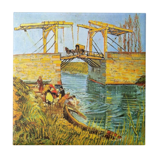 Langlois Bridge at Arles by Vincent van Gogh Tile (Front)