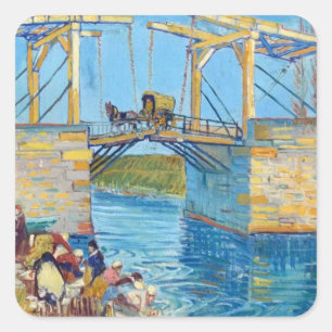 Langlois Bridge at Arles Van Gogh art scrapbook Square Sticker