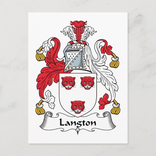Langton Family Crest Postcard (Front)
