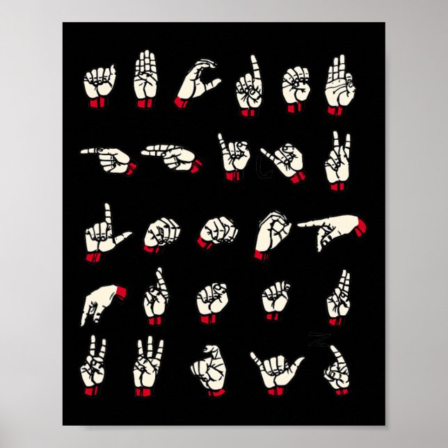 Language - Alphabet A To Z Asl Deaf Awareness  Poster (Front)