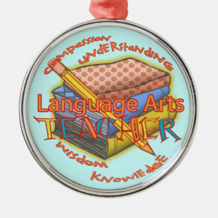 Language Arts Teacher deluxe round ornament
