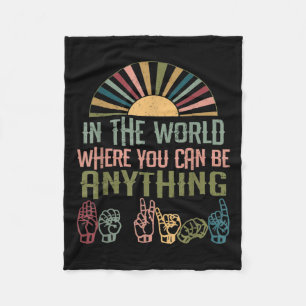 Language Deaf Awareness Kindness Asl Language  Fleece Blanket