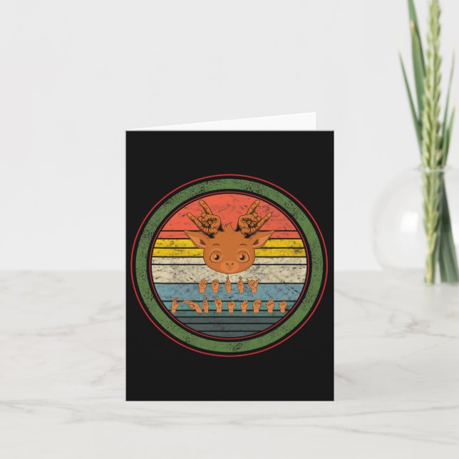 Language Deaf Christmas Reindeer Deaf Asl Awarenes Card (Front)