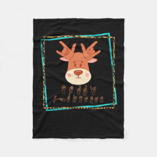 Language Deaf Christmas Reindeer Deaf Asl Awarenes Fleece Blanket