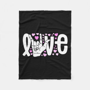 Language Love Asl Be Kind Deaf Awareness  Fleece Blanket