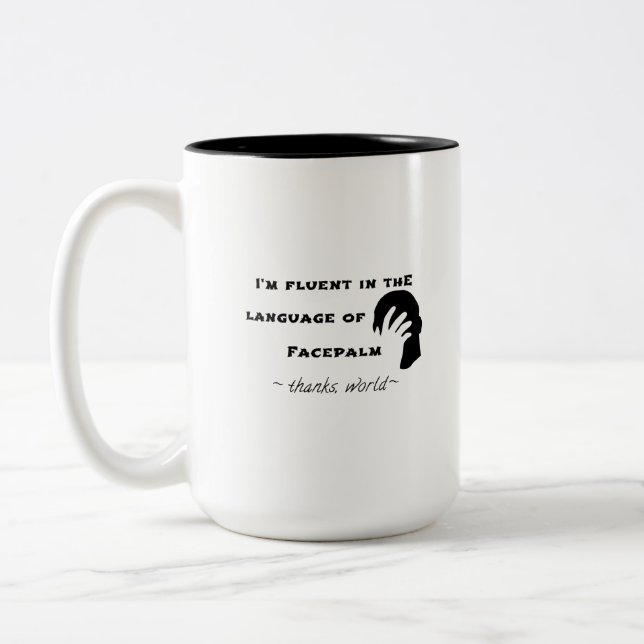 Language of Facepalm Two-Tone Coffee Mug (Left)