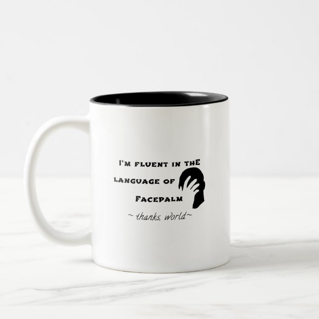 Language of Facepalm Two-Tone Coffee Mug (Left)