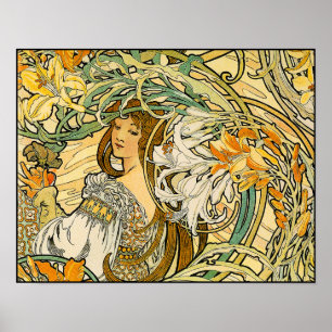 Language of Flowers by Alphonse Mucha Poster