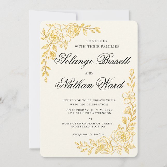'Language of Love' All-in-One Wedding Invitation (Front)