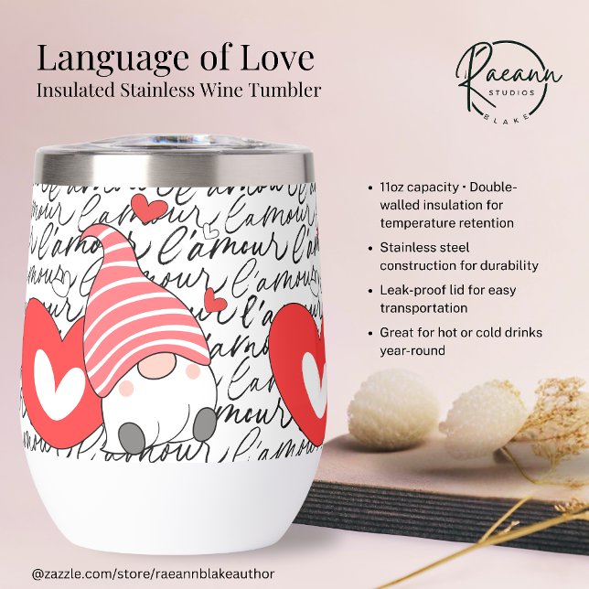 Language of Love Stainless Steel Wine Tumbler (Creator Uploaded)