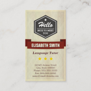 Language Tutor - Retro Grunge Style Business Card