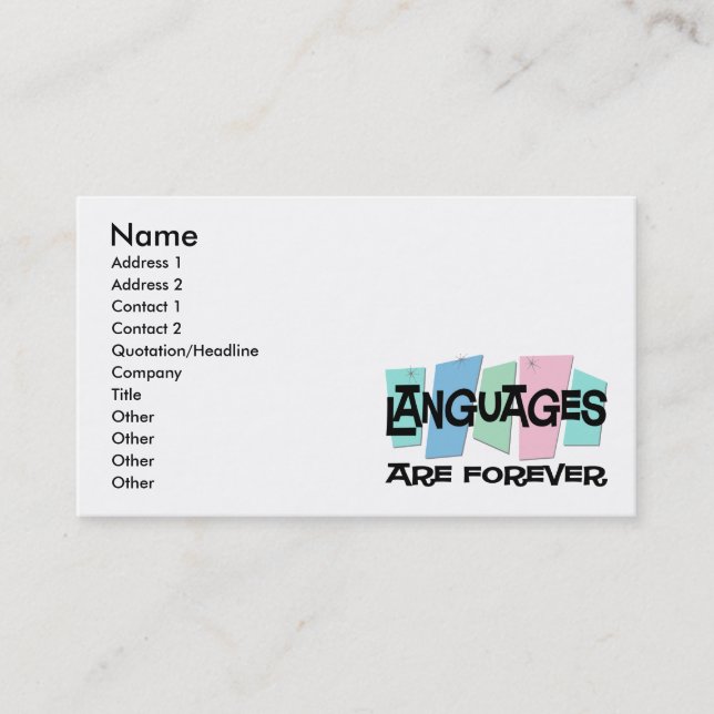 Languages Are Forever Business Card (Front)