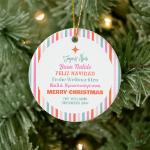 Languages Merry Christmas Ceramic Tree Decoration