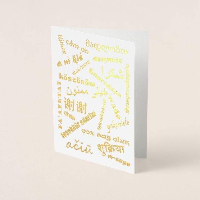 Languages Multilingual Thank You Gold Foil Card (Front)