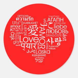 Languages of Love Heart Classic Round Sticker