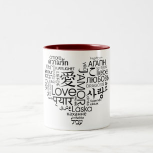 Languages of Love Heart Two-Tone Coffee Mug