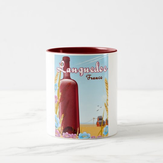 Languedoc France travel poster Two-Tone Coffee Mug