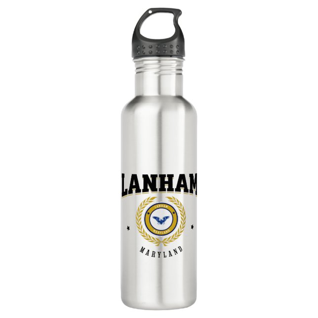Lanham Maryland Black 710 Ml Water Bottle (Front)