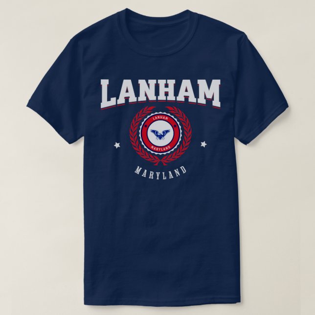 Lanham Maryland Red and White  T-Shirt (Design Front)