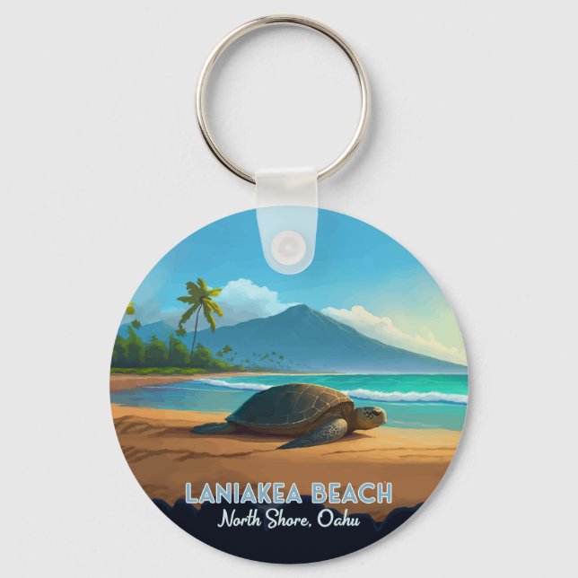 Laniakea Beach Haleiwa Oahu Hawaii Turtle Key Ring (Front)
