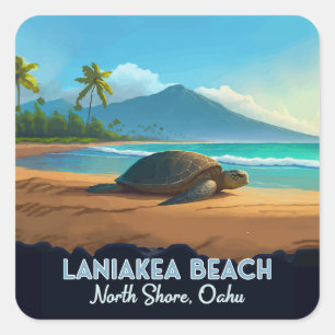 Laniakea Beach Haleiwa Oahu Hawaii Turtle Square Sticker